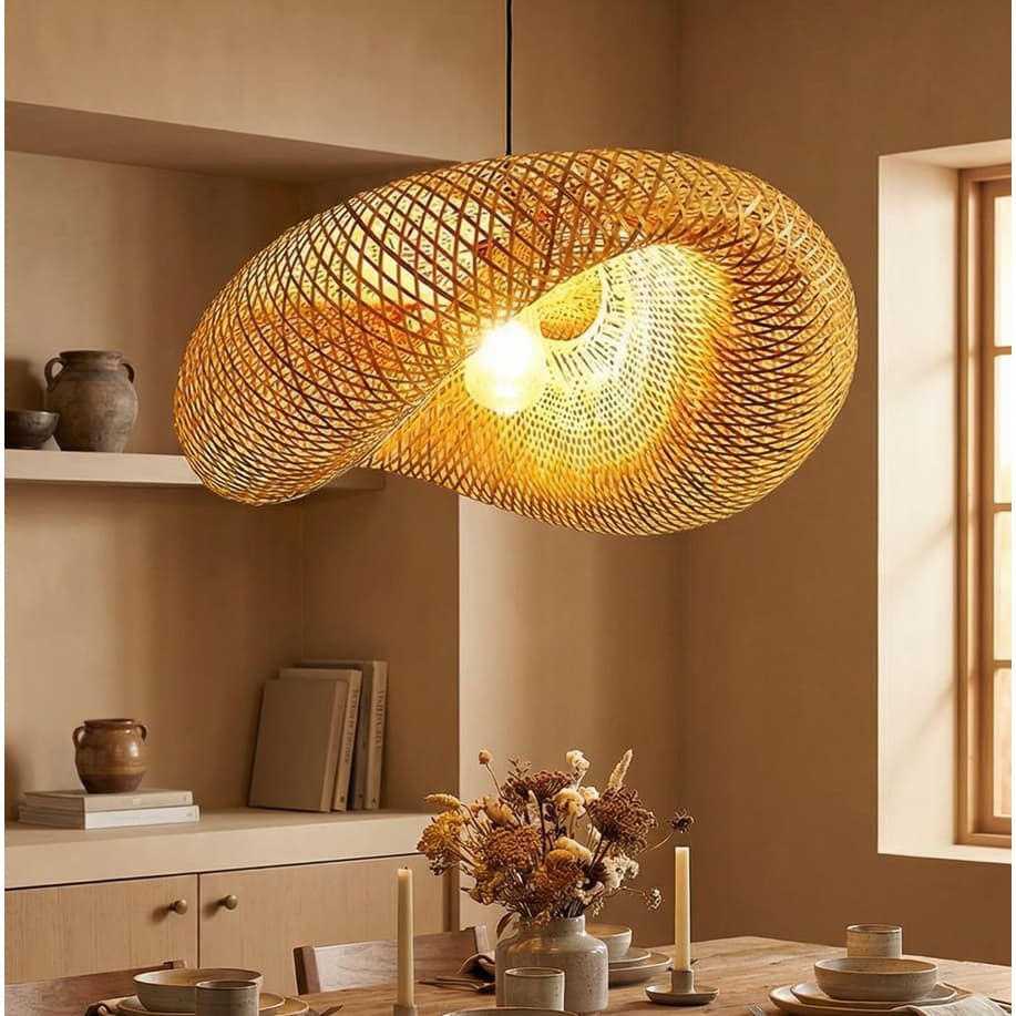 Lustre Pendente Bambu Rústico - Honolulu 60cm - Palha Bivolt - Unidade/Kit