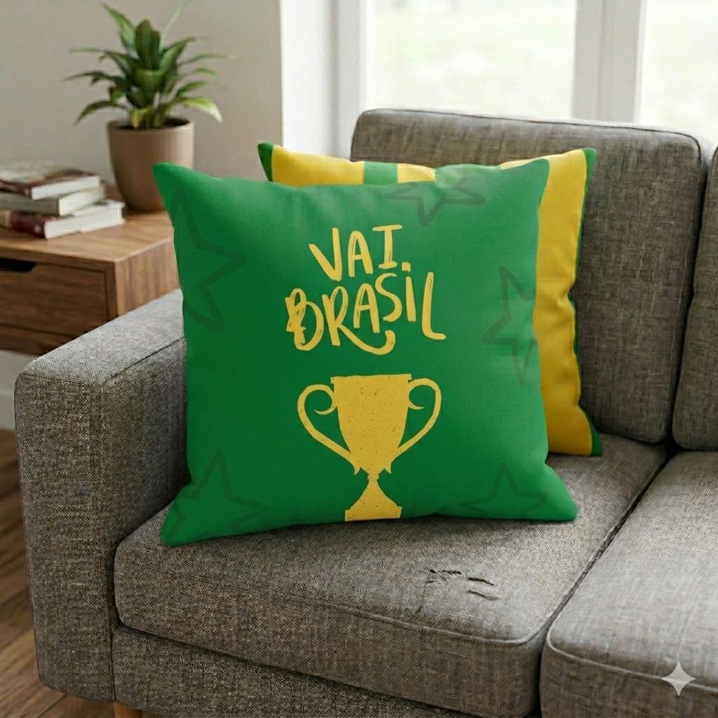 Kit até 4 Capas de Almofada Copa do Mundo Brasil Decorativas Moderno Print 50x50