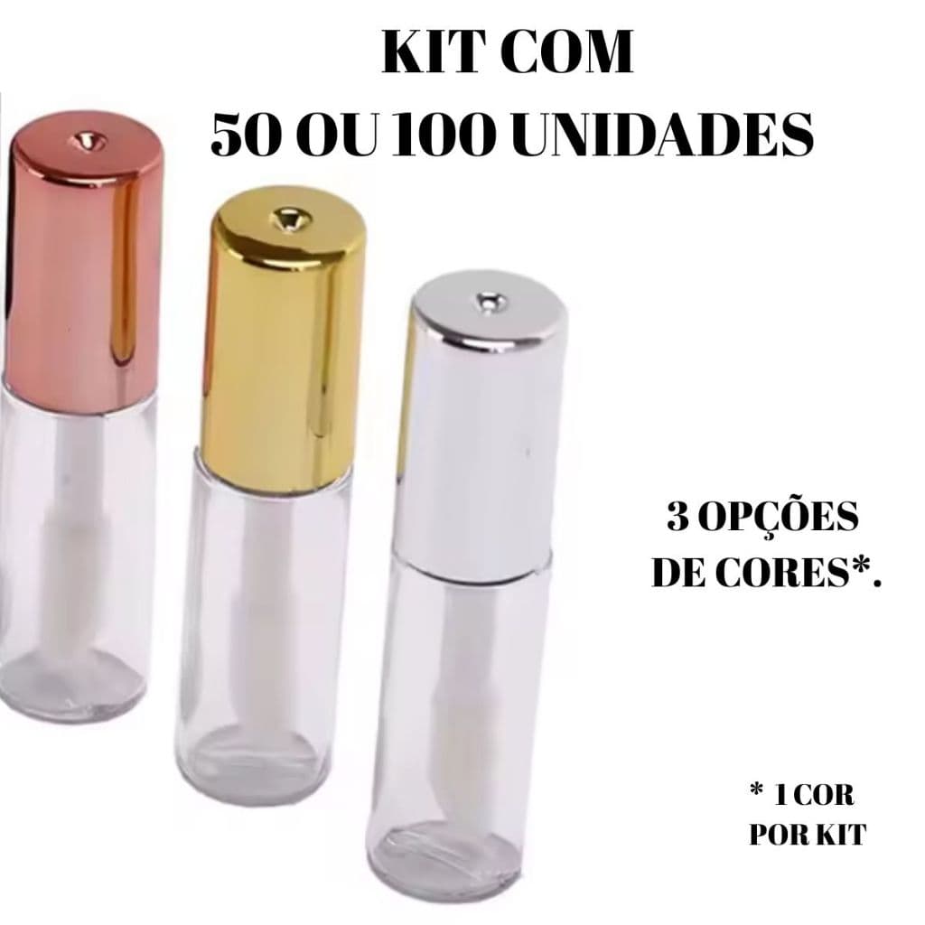 Kit 50 e 100 porta Batom / Gloss 2ML Retoque Maquiagem pequenos com pincel