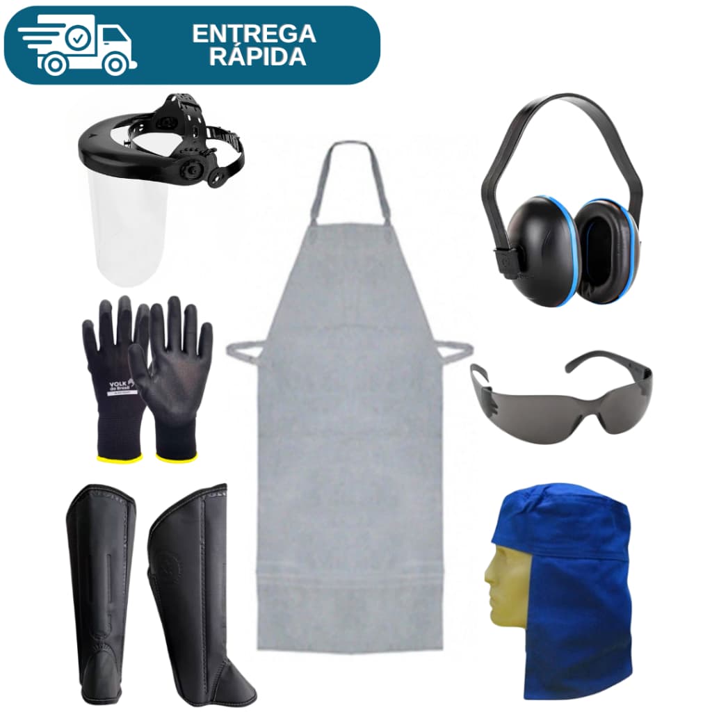 Kit Epi Operador De Roçadeira Cortador Grama Jardinagem Jardineiro Segurança Proteção Avental Raspa