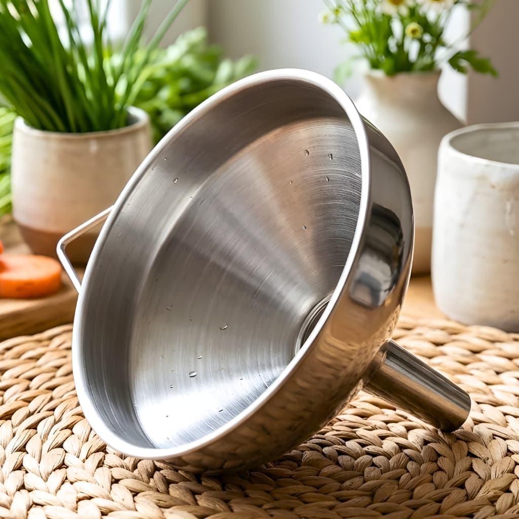 Funil de aço inox, p/ líquidos, temperos, grãos, resistente, durável, 12,5 cm -  c/ 1, 2 ou 4
