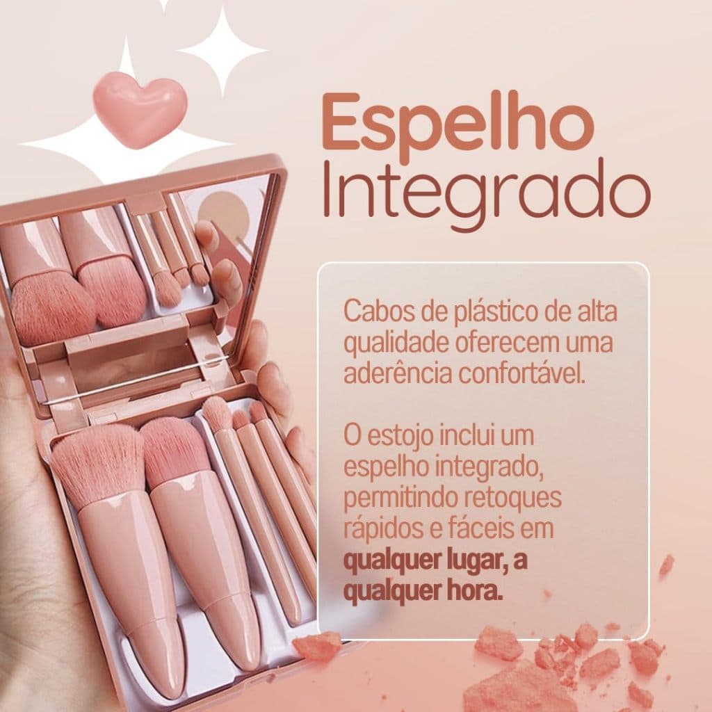 Estojo de pincéis com Espelho Integrado COR ROSE