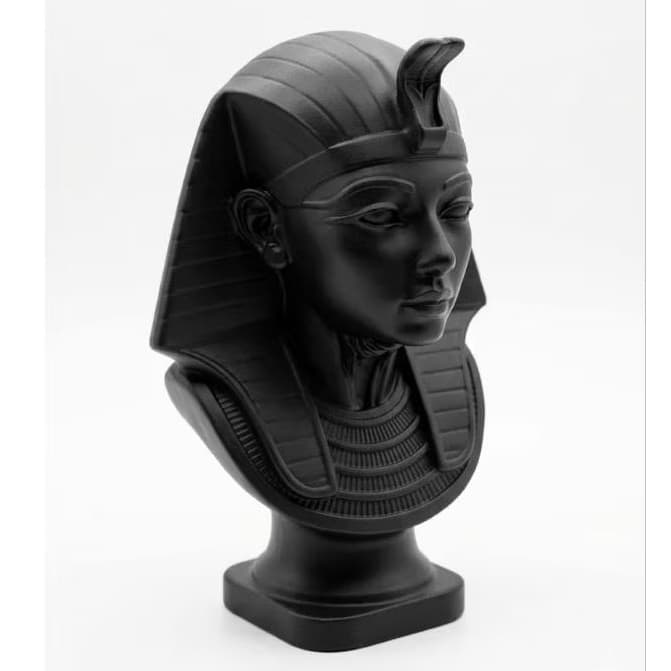 Busto Faraó Egípcio Cleópatra Escultura Decorativa Preta Fosca Premium 3D
