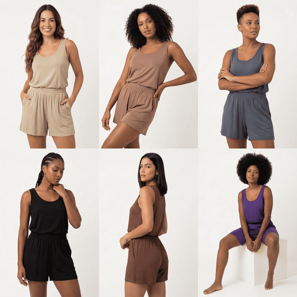 Conjunto Feminino Celina Regata e Shorts Viscose Elastano Dia a Dia Conforto Premium P ao G1 — 6 Cores