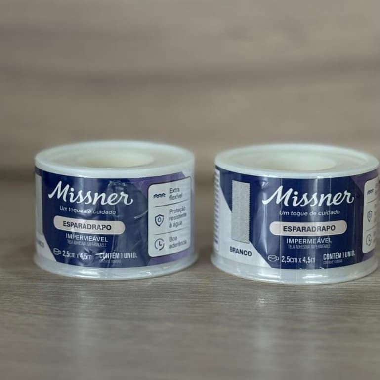 Kit c/2 Esparadrapos Impermeável Branco 2,5cm x 4,5m – Missner