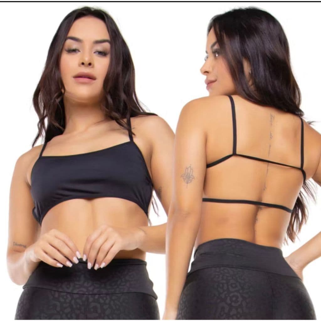 Top Cropped Feminino Alcinha Costa Nua Malha Premium Sem Bojo Moda Blogueira Academia Básico Verão Tendência