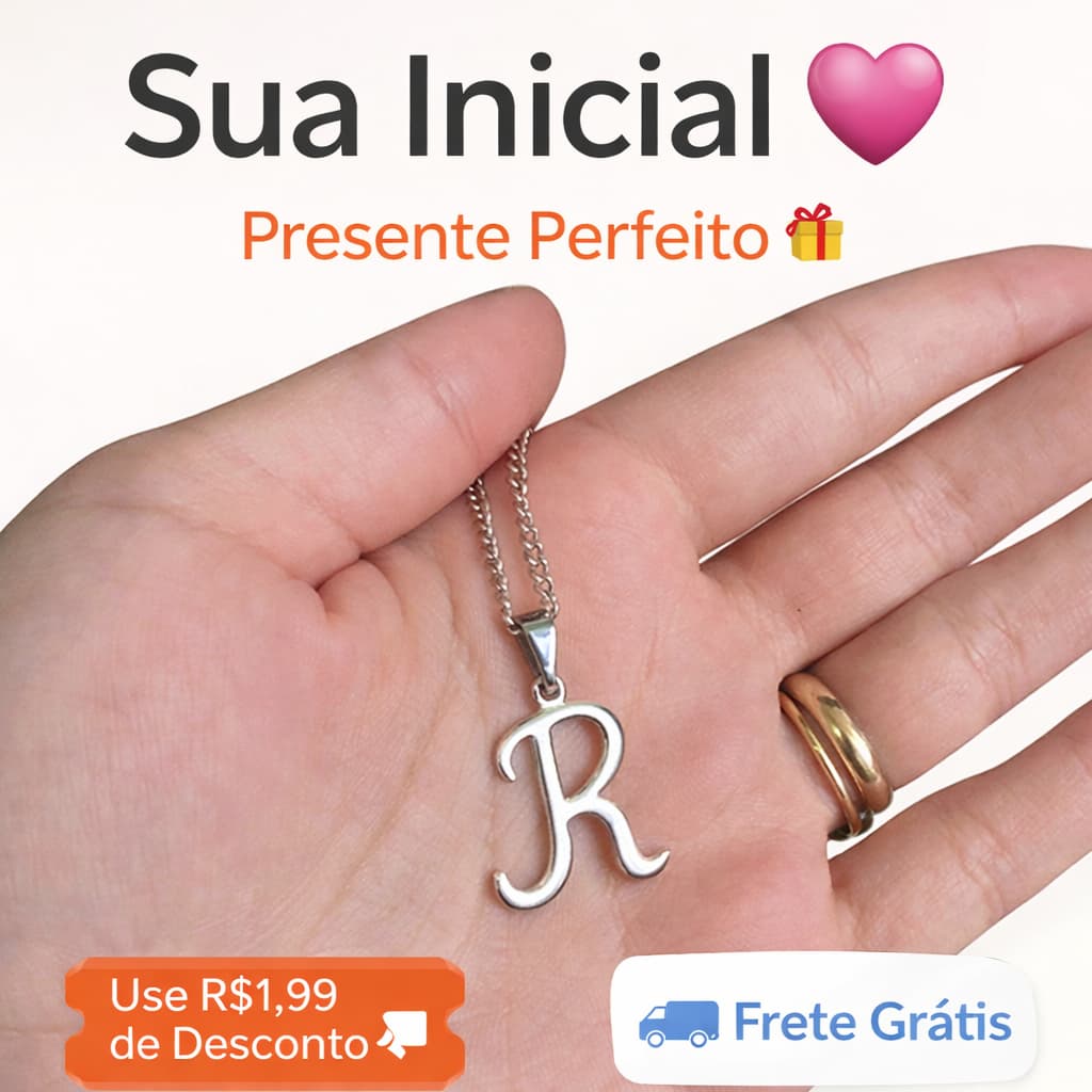 Colar Letra Personalizado Aço Inox Prateado Corrente Inicial Presente Feminino Masculino