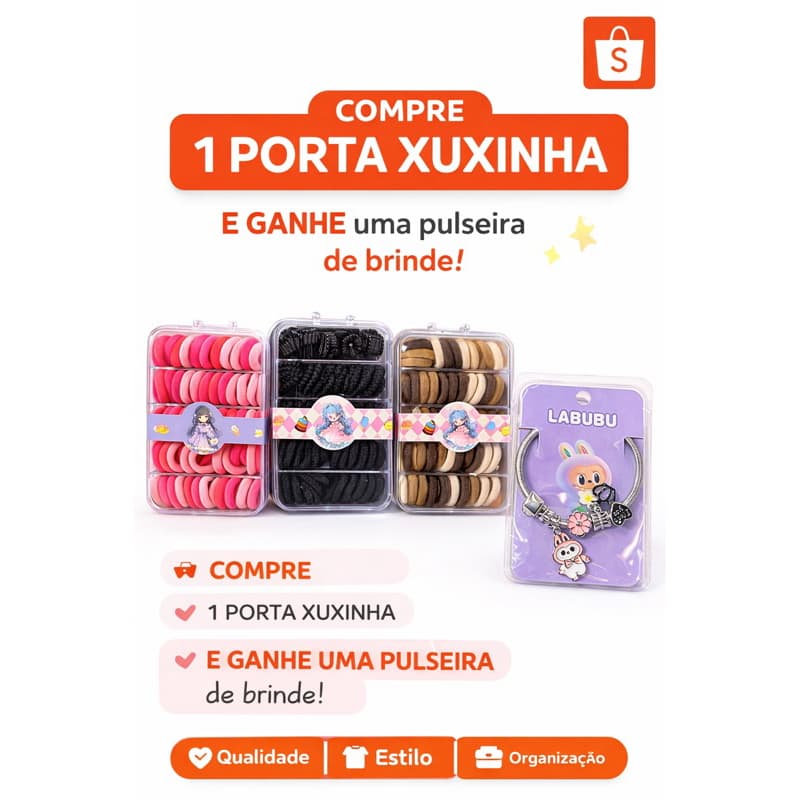 Compre Porta Xuxinha Organizador + GANHE Pulseira Grátis | Kit Completo Acessórios Cabelo Feminino Infantil