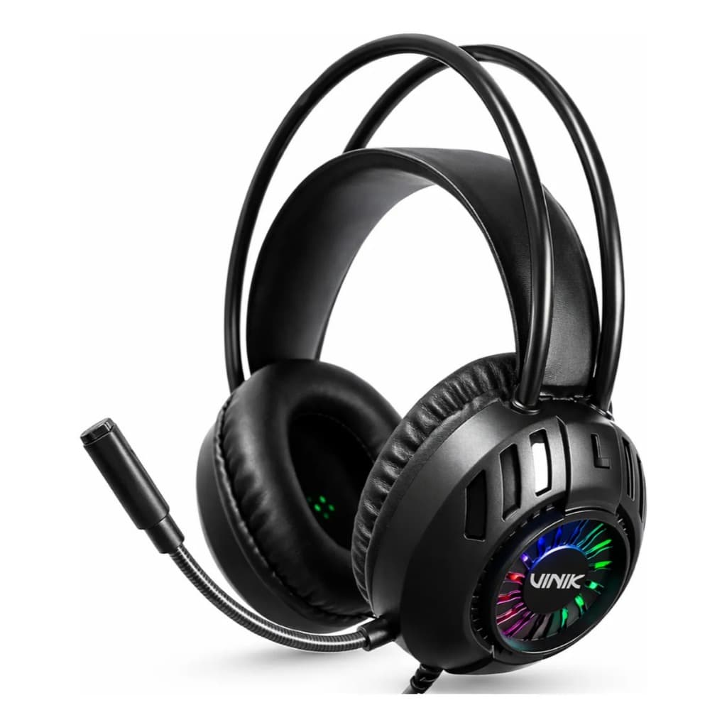 Fone De Ouvido Headset Gamer V Shield Usb Rgb Com Microfone Para Pc Notebook Som Estéreo Cabo 1,80m Beesclover Preto