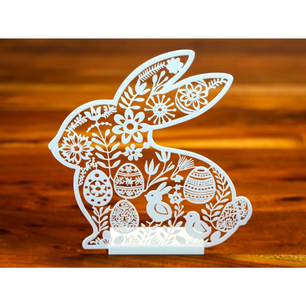Coelho Decorativo de Páscoa Vazado com Base para Mesa, Aparador e Decoração