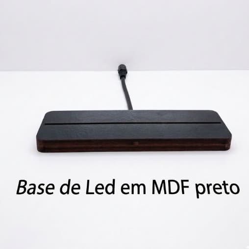 Base de Led em MDF Preto p/ Placas de acrílico de 3mm - Base com 15cm + Fonte de Alimentação
