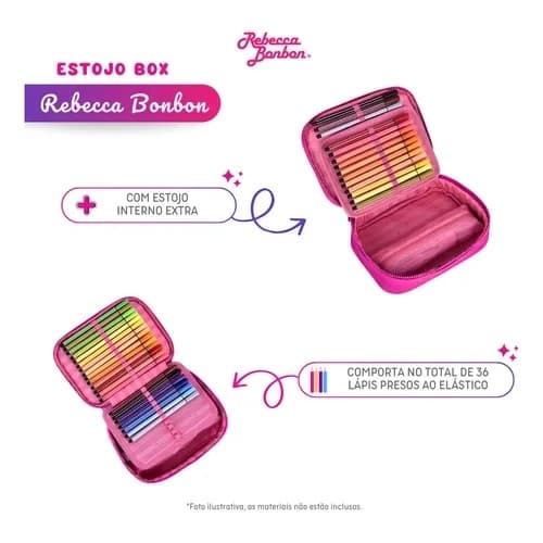 Estojo Escolar Universitário Box 100 Pens Rebecca Bonbon Lançamento