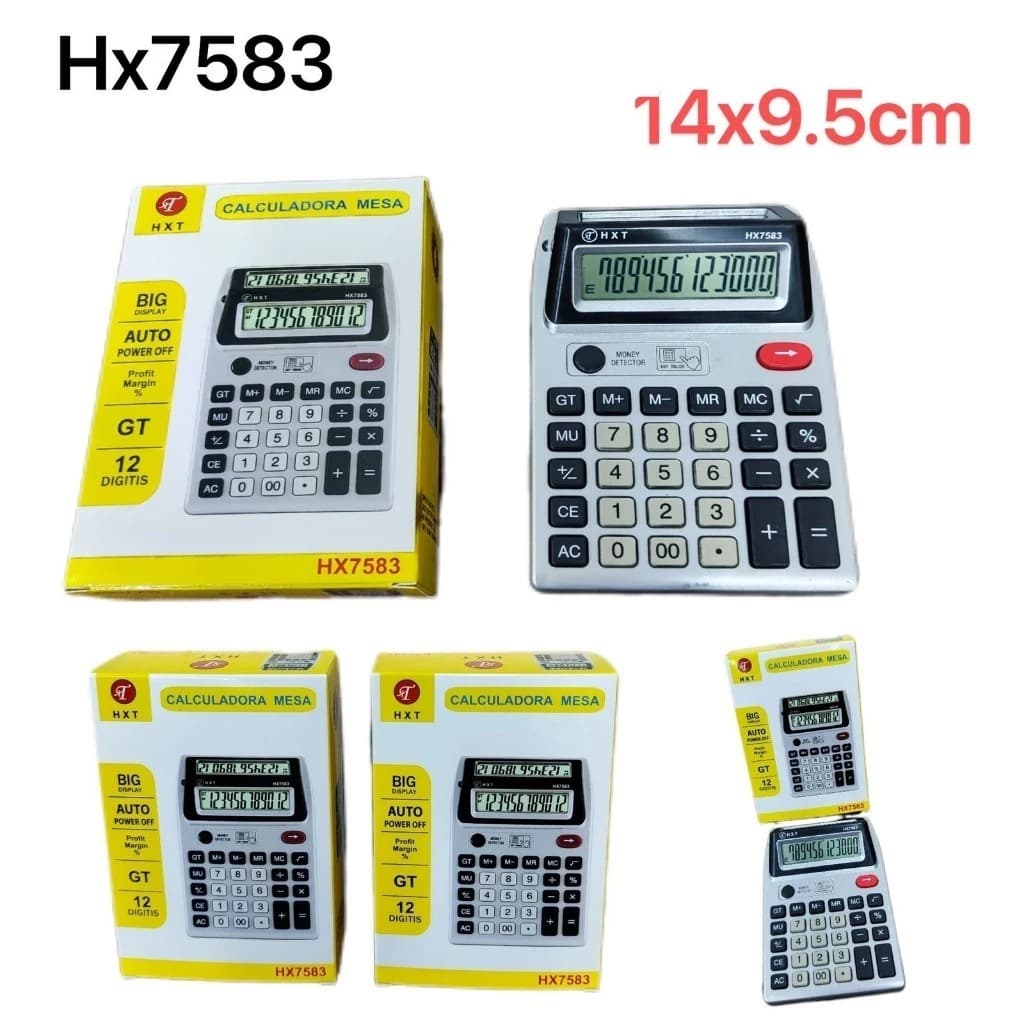 Calculadora de Mesa 14x9,5cm Duplo Display Portátil Escolar Profissional