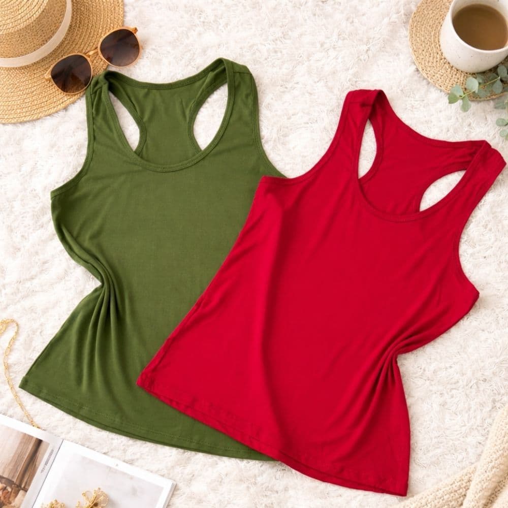 Kit 2 regatas feminina blusa alça grossa nadadora sem bojo