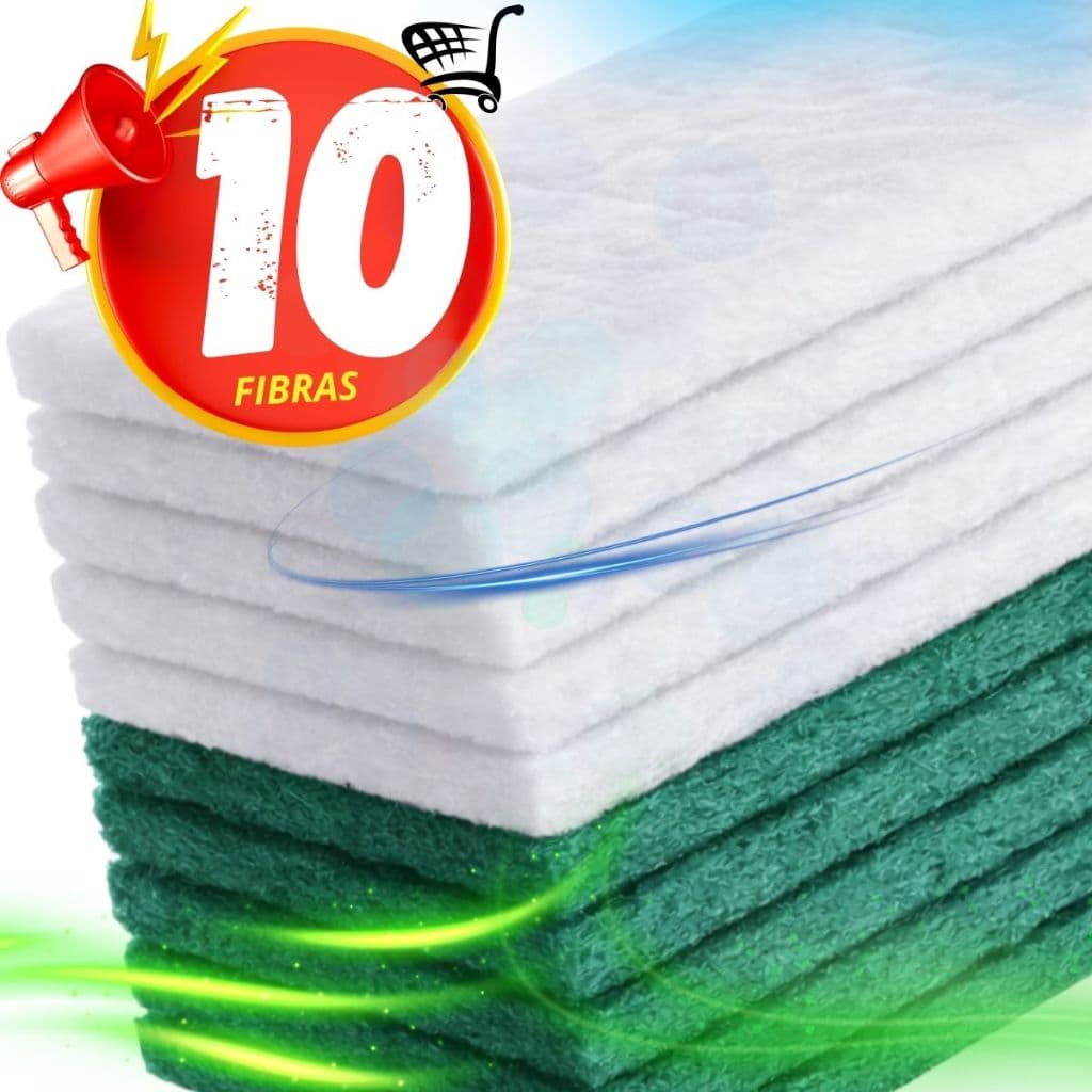 kit 5 Fibra Verde de limpar gordura sujeiras encardidas impregnadas +5 Fibra Branca Limpeza Vidros