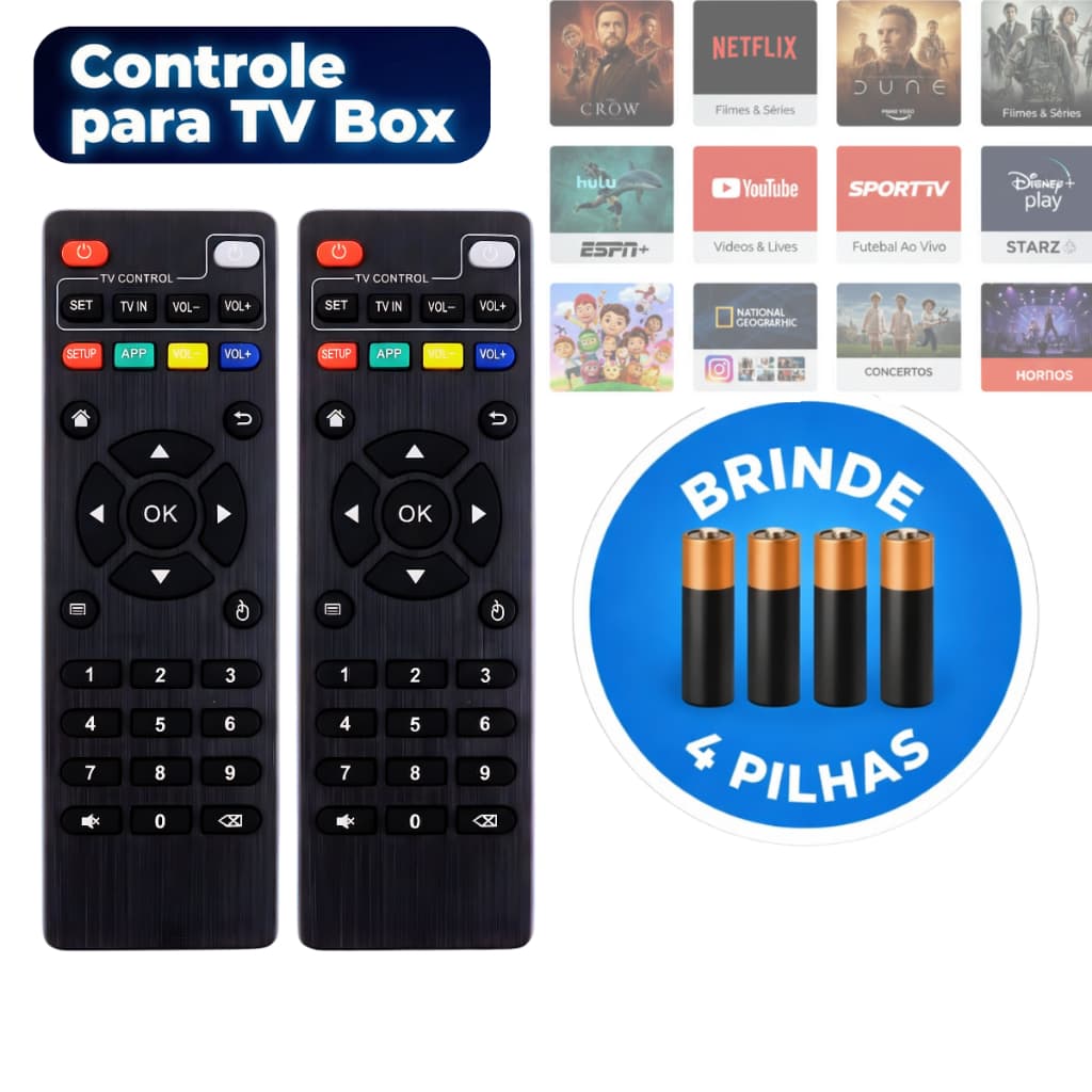 Controle Remoto Para TV Box Inteligente Completo com Pilhas