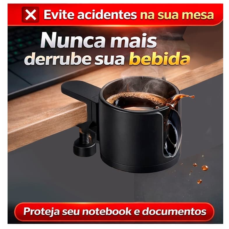Suporte de Copo Porta Copo com Fixação - Escritórios Home office Setup Gamer Praia Púlpito Igreja