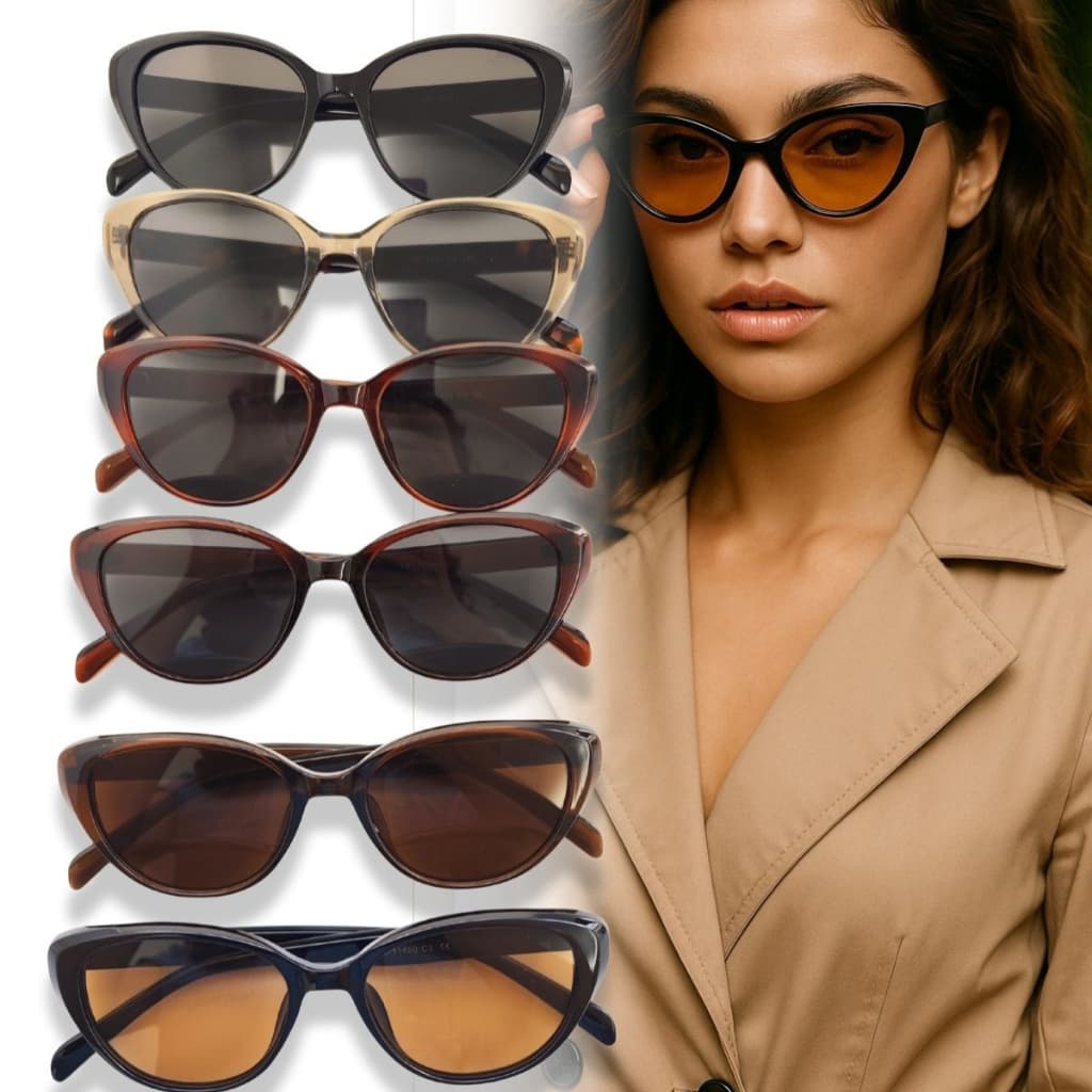 Óculos de Sol Gatinho Retro Proteção UV400 Efeito V-Face — Seja o Centro das Atenções em Qualquer Cenário