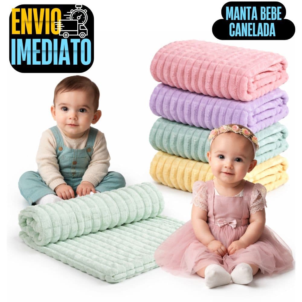 Mantinha Canelada Para Bebe Quentinha Toque Macio Antialérgica Soft Microfibra