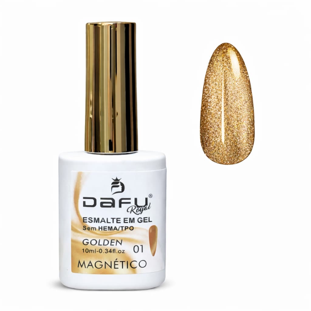 Esmalte em Gel Magnético Olho de Gato Golden Aura 10ml Sem HEMA/TPO (Unidade) Dafu