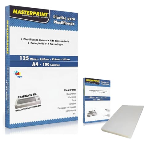 Plastifico Para Plastificação A4 125 Micra 0,05 220mm X 307mm - 100 Folhas