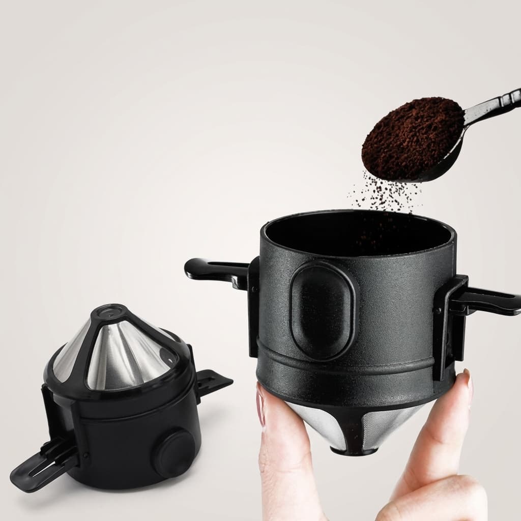 Filtro Coador de Café Portátil Reutilizável Inox 304 Sem Papel Dobrável Para Caneca Xícara Viagem Universal