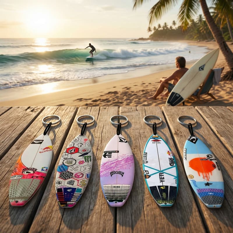 5 Chaveiro prancha surf 8 cm x 3 cm com estampa de prancha profissional