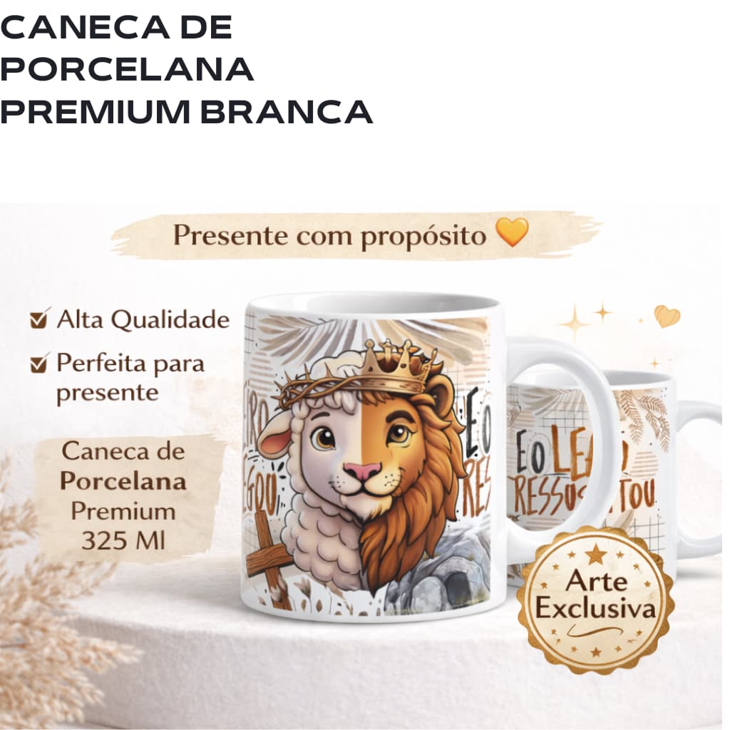 Caneca Personalizada Cristã com Nome Porcelana Premium 325ml Presente Religioso Evangélico