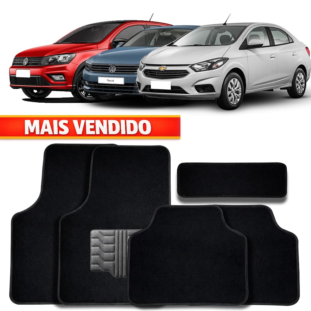 Jogo Tapetes Universal Carpete Carro com Bate-Pé Resistente Alta Qualidade