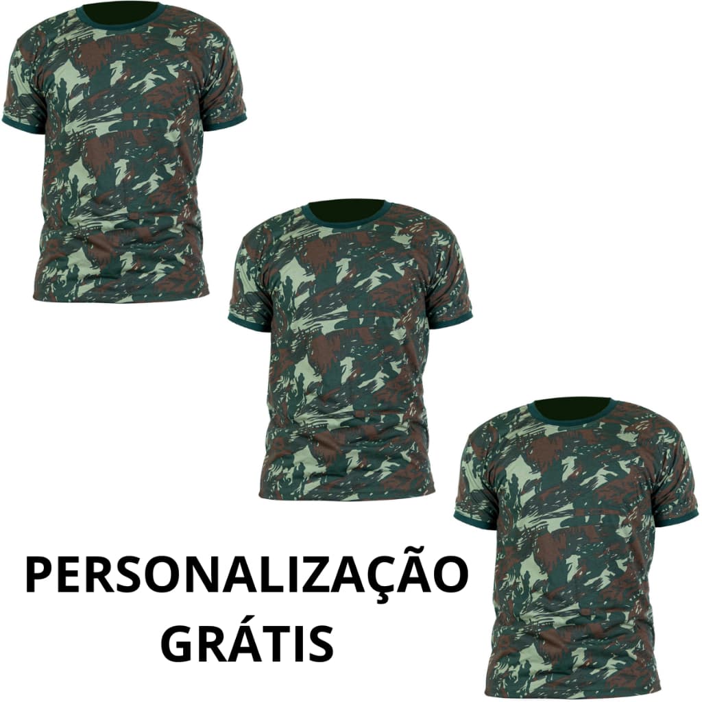 Camisa Camuflada Malha PV PREMIUM KIT COM 3 EB NÃO ESCOLHE E NÃO DA CHEI Bordada com nome de Guerra