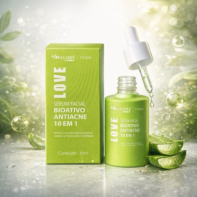 Sérum Facial Antiacne 10 em 1 da Max Love BioAtivo