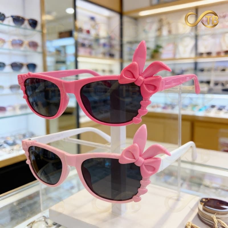 TB Feminino Óculos Infantil Feminino UV400 Proteção Solar Laço Rosa Estilo Fofo Presente Menina