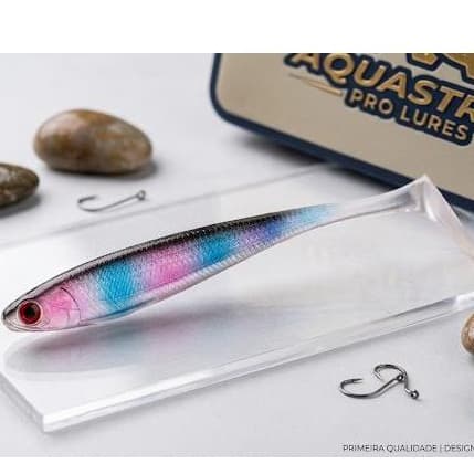 ISCA ARTIFICIAL PEIXE ROSA E AZUL EM SILICONE PARA PESCA