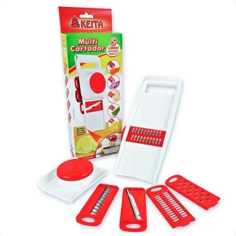 Multi Cortador Fatiador Ralador 5 Lâminas Diferentes Com Travas 5 em 1