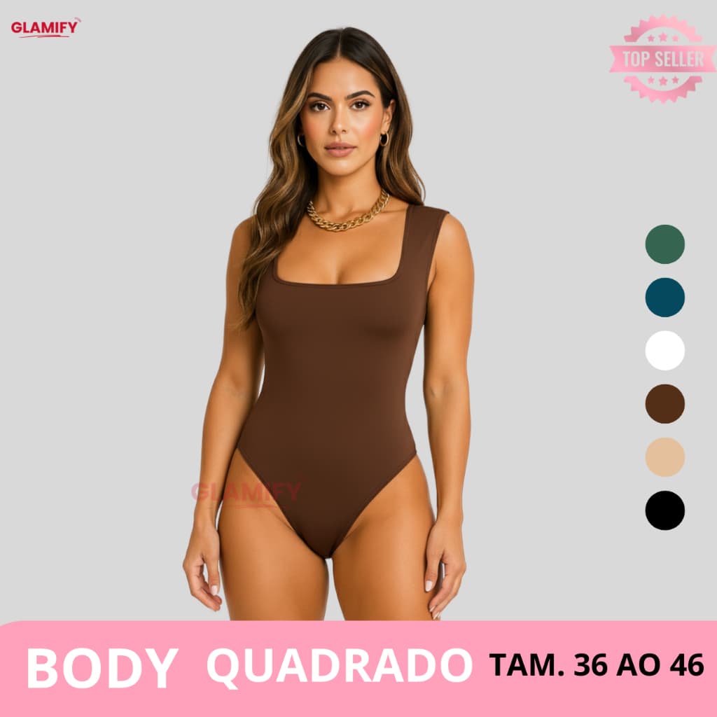 Body Collant Feminino Decote Quadrado Com Forro Suplex Alça Grossa Moda Verão Tendência Estilo Blogueira