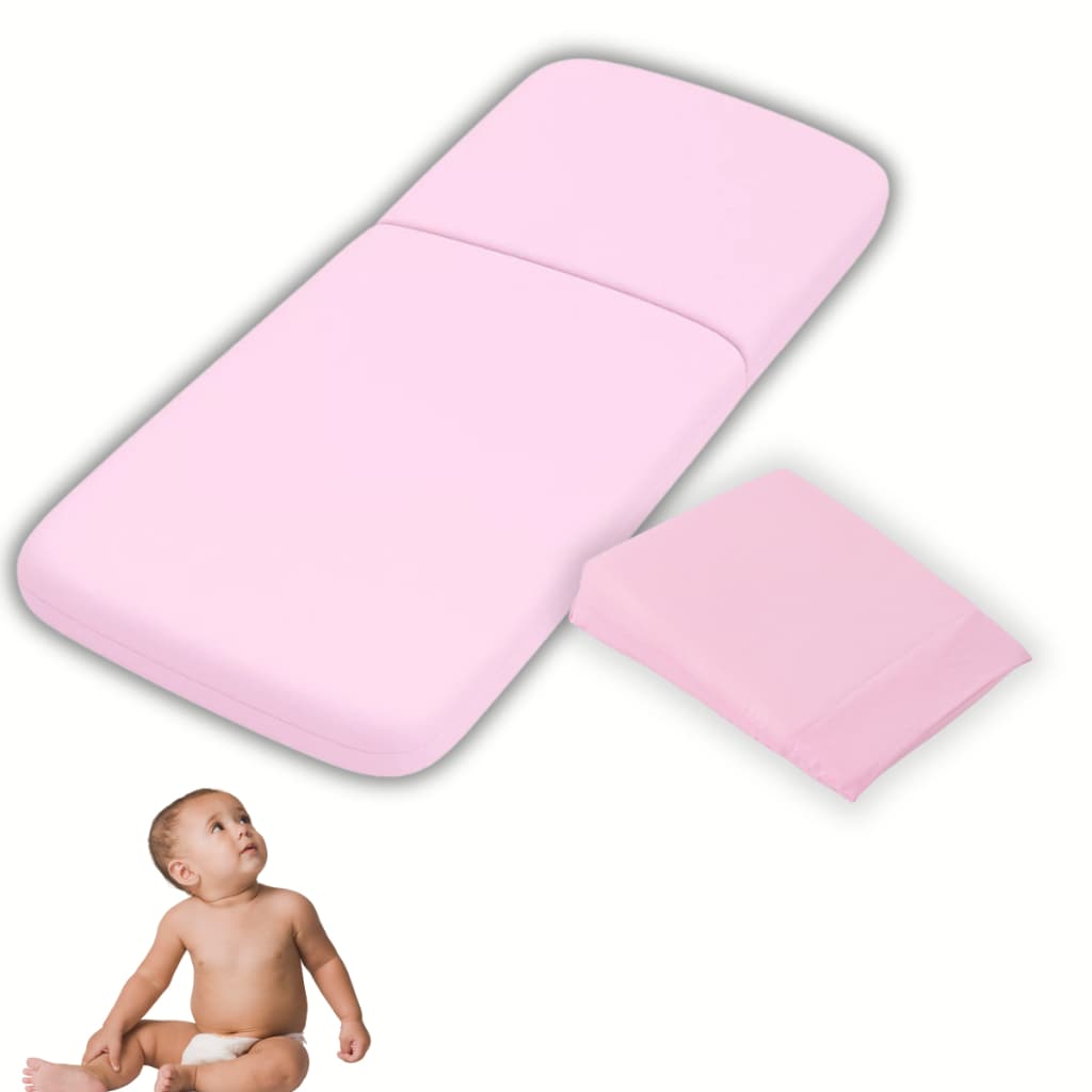 Colchão Colchonete Para Carrinho de Bebê e Moisés + Travesseiro Rampa Anti Refluxo 100% Algodão - Várias Cores