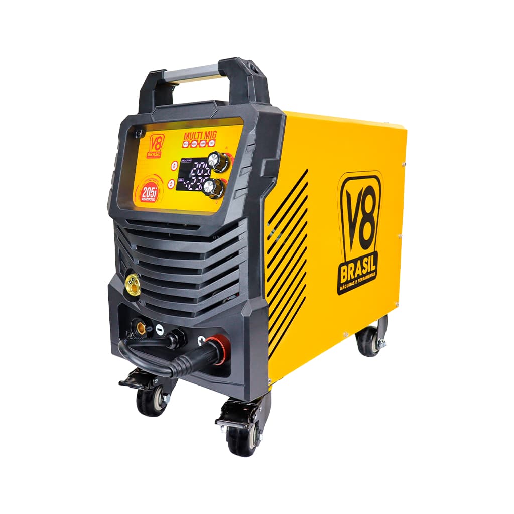 Máquina de Solda 4 em 1 Multiprocesso 205A MIG C/S Gás MAG MMA e TIG Lift 220V V8 BRASIL