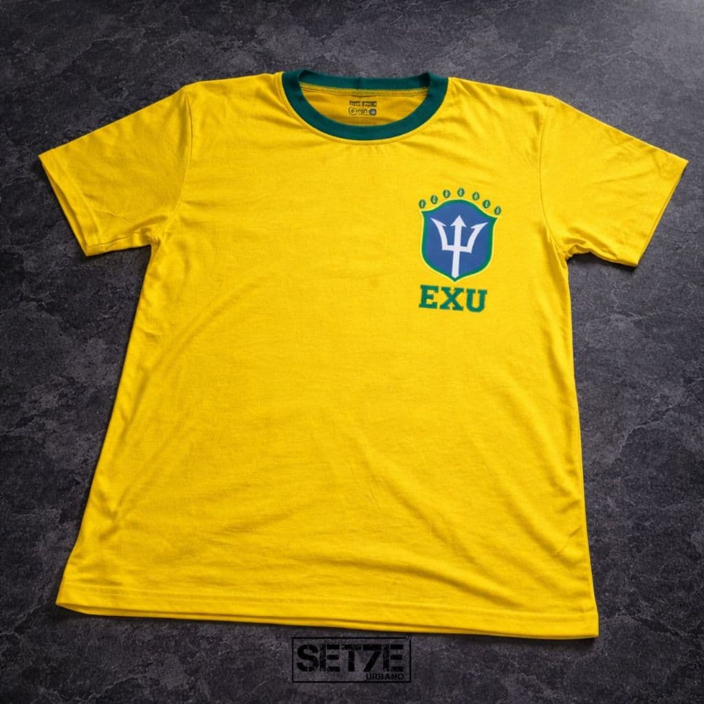 Camiseta Amarela EXU Unisex Estilo Brasil | Algodão Confortável | Estampa Urbana Premium
