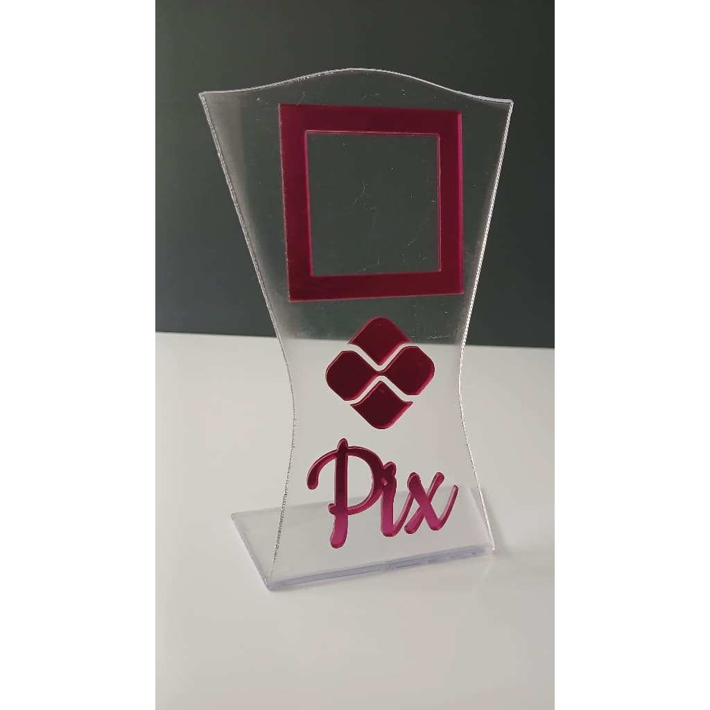 Totem de Mesa em Acrílico - Modelo Pix c/QrCode - Para Balcão