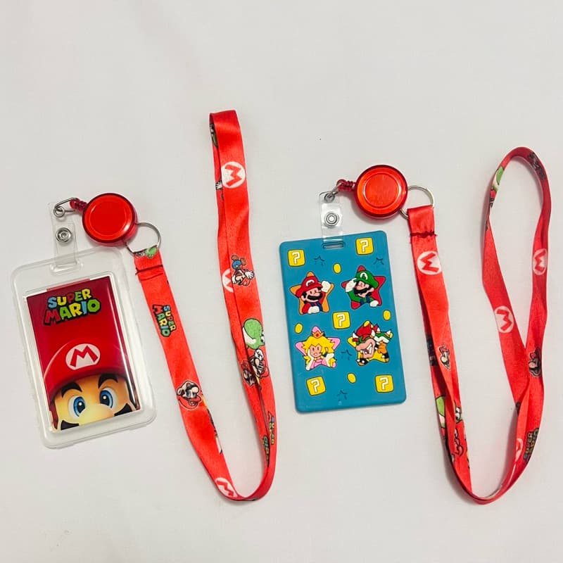 Porta Crachá Infantil Super Mário - Kit com Cordão e Clip Retrátil