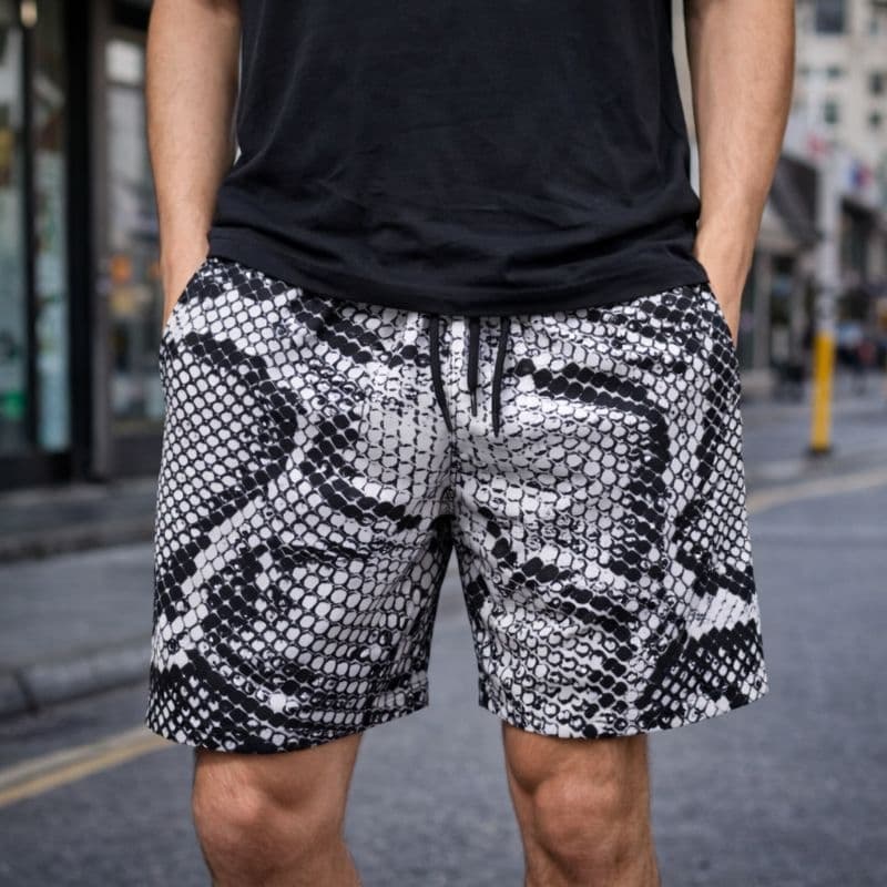 Shorts Tactel Masculino Estampado Cobra Bermuda Elastano Streetwear Masculina Treino