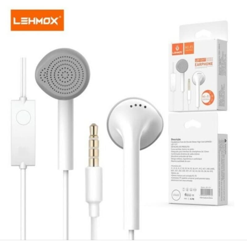 Fone de Ouvido Lehmox com fio microfone via plug compatível Androi Tablets Notebook