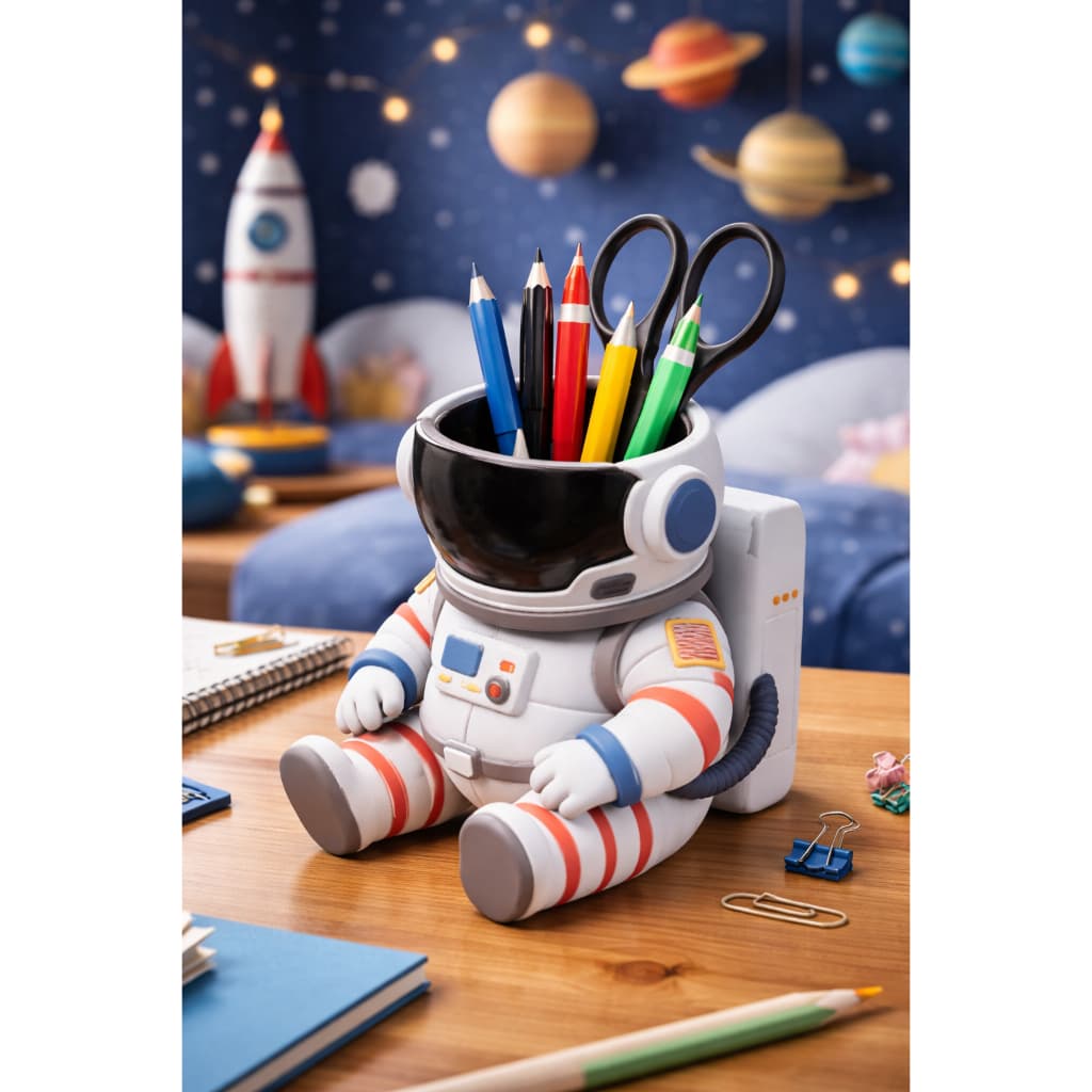 Porta Canetas Astronauta Traje Acessorios Decorativo Tamanho 11cm