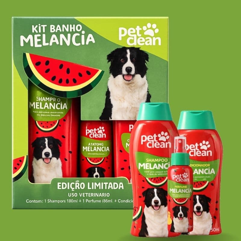 Kit Pet Clean Melancia Shampoo + Condicionador + Perfume Pet Cheiroso Original