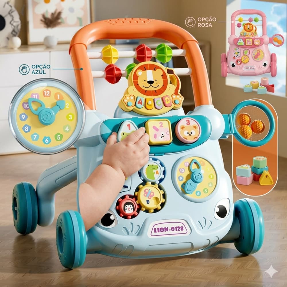 Andador Infantil Empurrador Musical Didático Educativo para Bebê baby brinquedo kids diversão