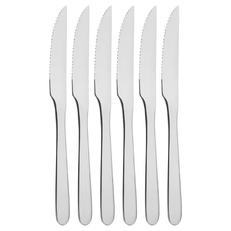 ​Kit 6 Facas de Mesa Churrasco Serrinha Nicobem - Aço Inox de Alta Qualidade