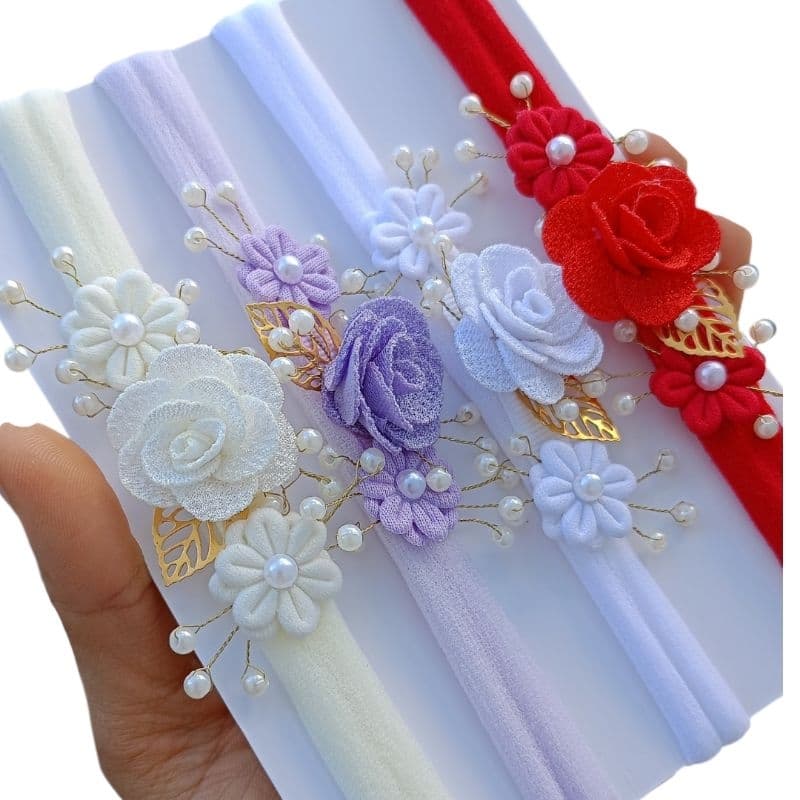 Faixinha de bebê luxo batizado/tiara de bebê/faixinha bebê enxoval