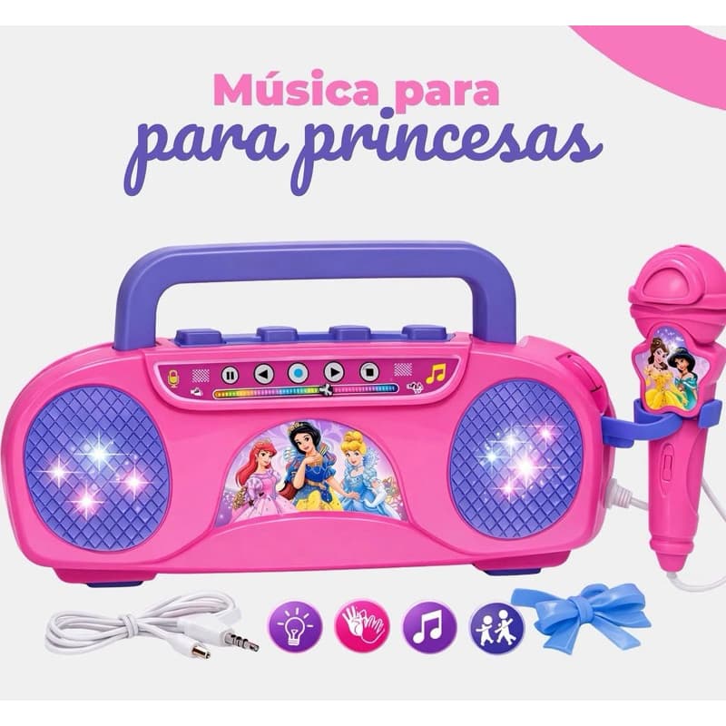 Rádio com Microfone Infantil das Princesas da Disney