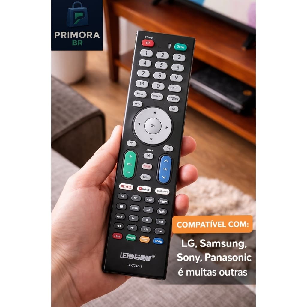 Controle Remoto Universal Lelong LE-7740-1 Para Smart TVs LCD LED Copa do Mundo