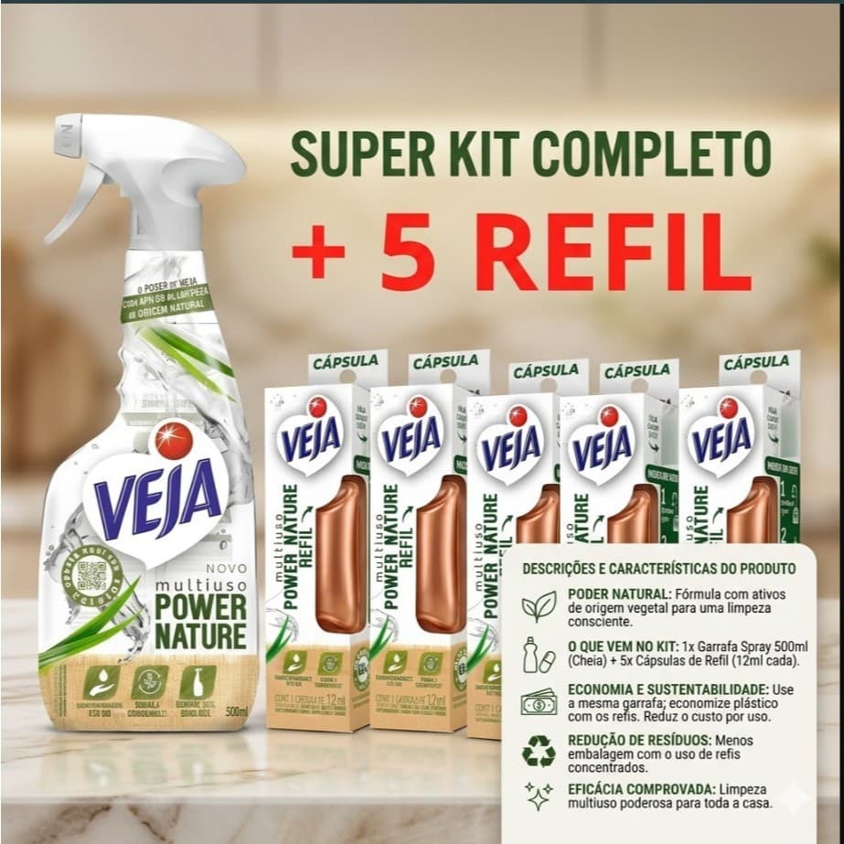 Veja Desengordurante Limão Power Nature  500ml + 5 Refis